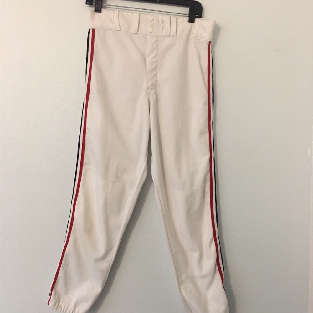 White W/ Red Stripes Pants